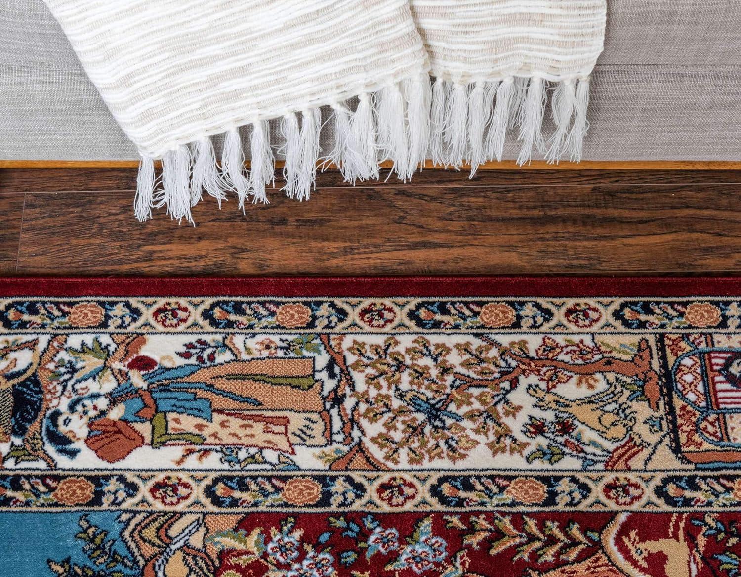 Unique Loom Narenj Birmingham Floral Indoor Woven Fringe Area Rug