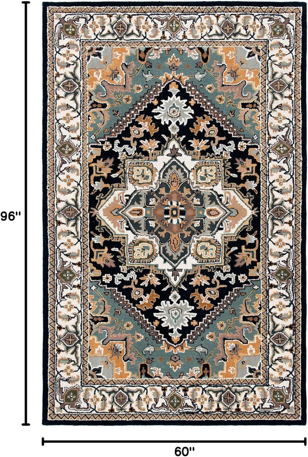 Heritage HG625 Handmade Area Rug - 5'x8' - Navy/Ivory - Safavieh