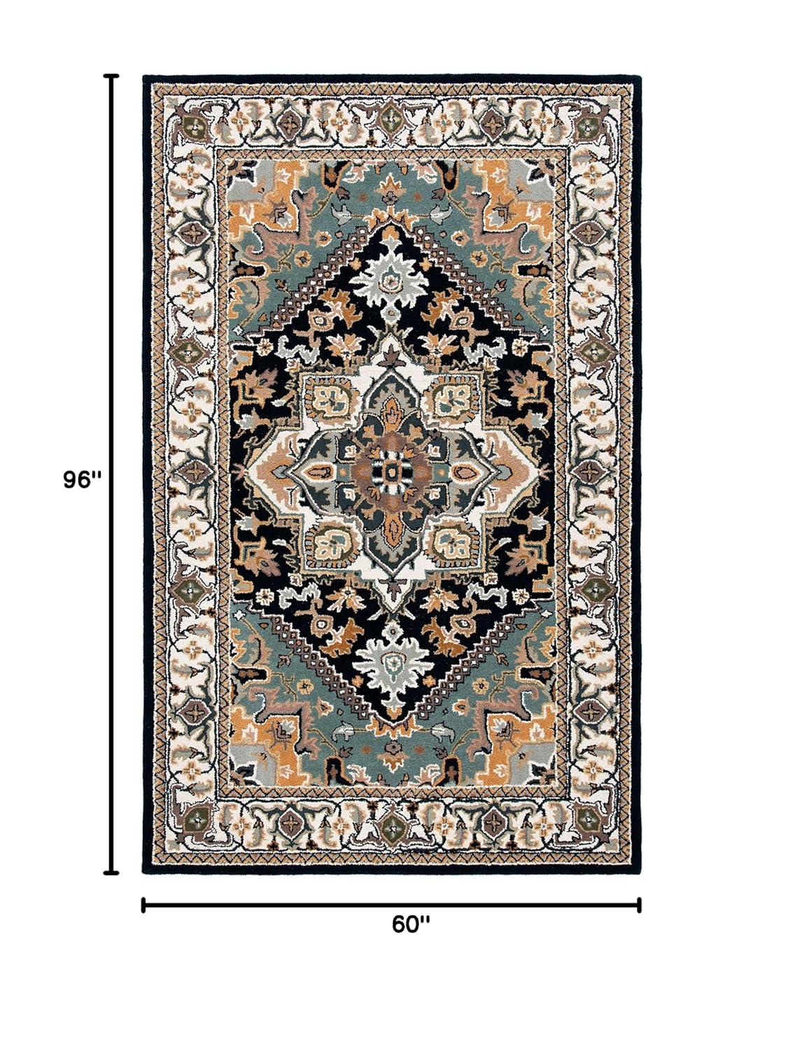 Heritage HG625 Handmade Area Rug - 5'x8' - Navy/Ivory - Safavieh