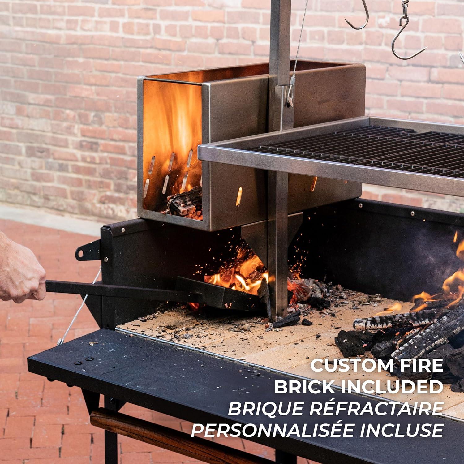 Backyard Discovery Argentine Santa Maria Heritage Wood Fire & Charcoal Steel BBQ Grill with Fire Bricks and Adjustable Grates