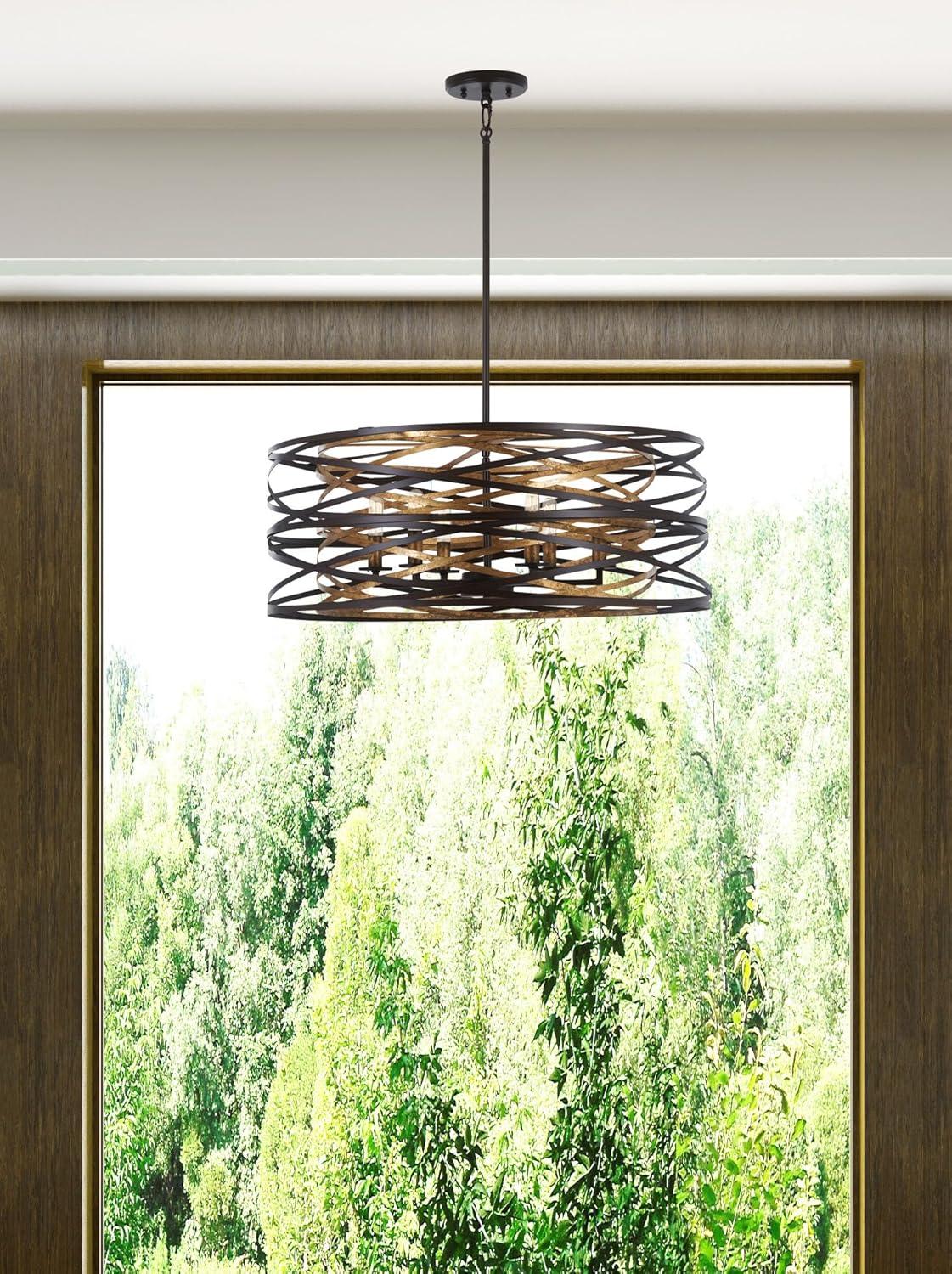 Minka Lavery Dark Bronze Mosaic Gold Chandelier 26" Wide Modern 6-Light Fixture for Dining Room House Foyer Kitchen Entryway Home