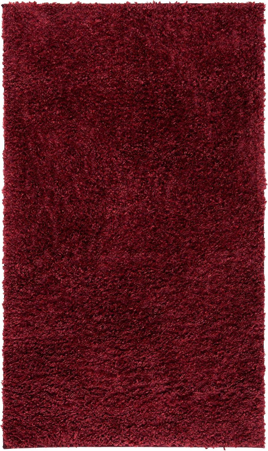 SAFAVIEH August Carlene Solid Plush Shag Area Rug, Burgundy, 3' x 5'