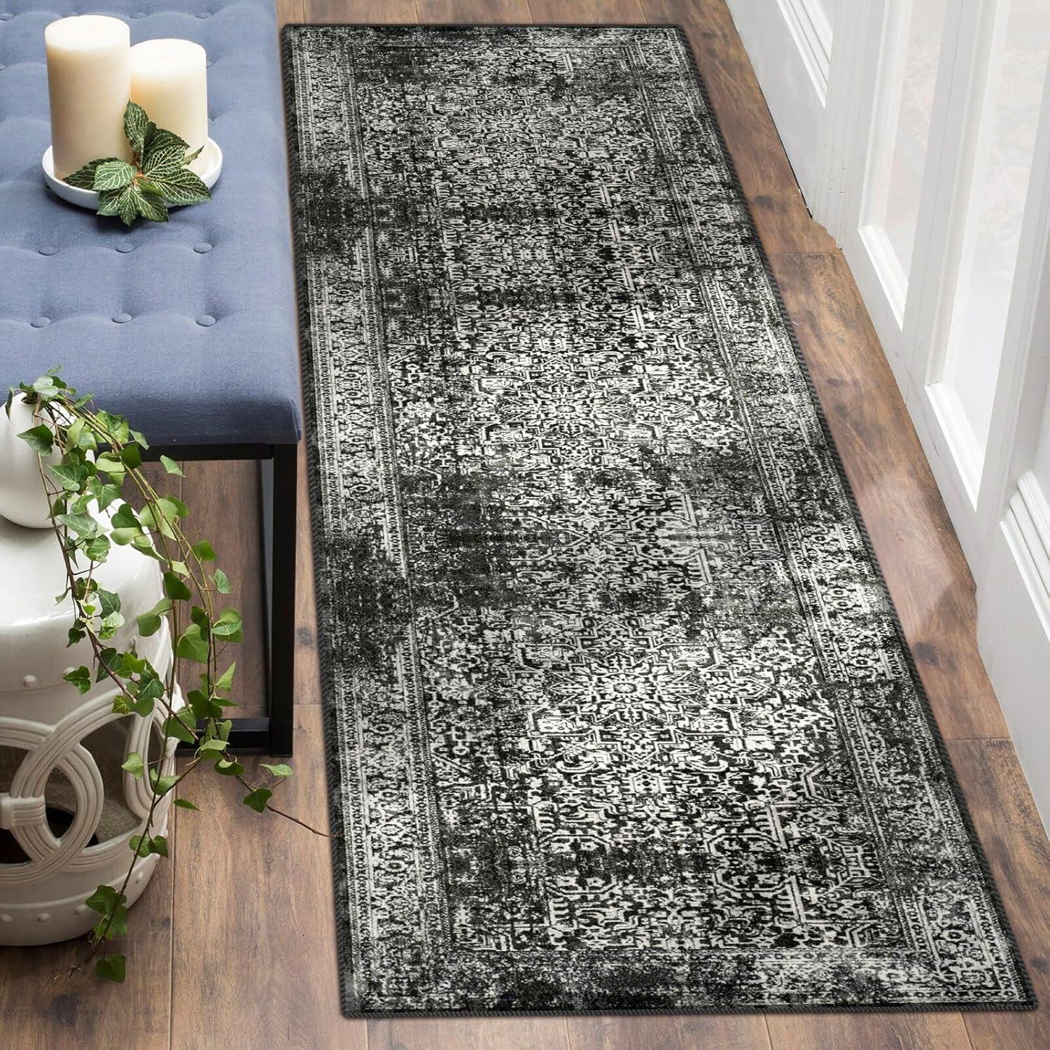 Evoke EVK256 Power Loomed Indoor Runner - Black/Grey - 2'2"x7' - Safavieh