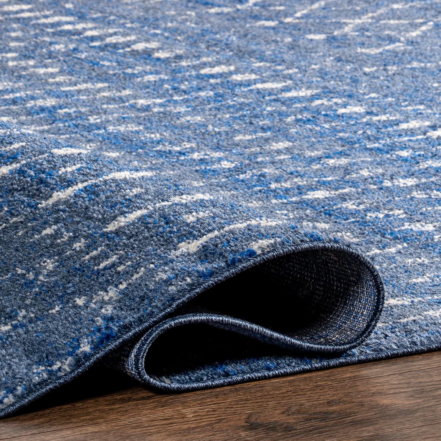 Moroccan Dark Blue 5' x 7' Reversible Synthetic Area Rug