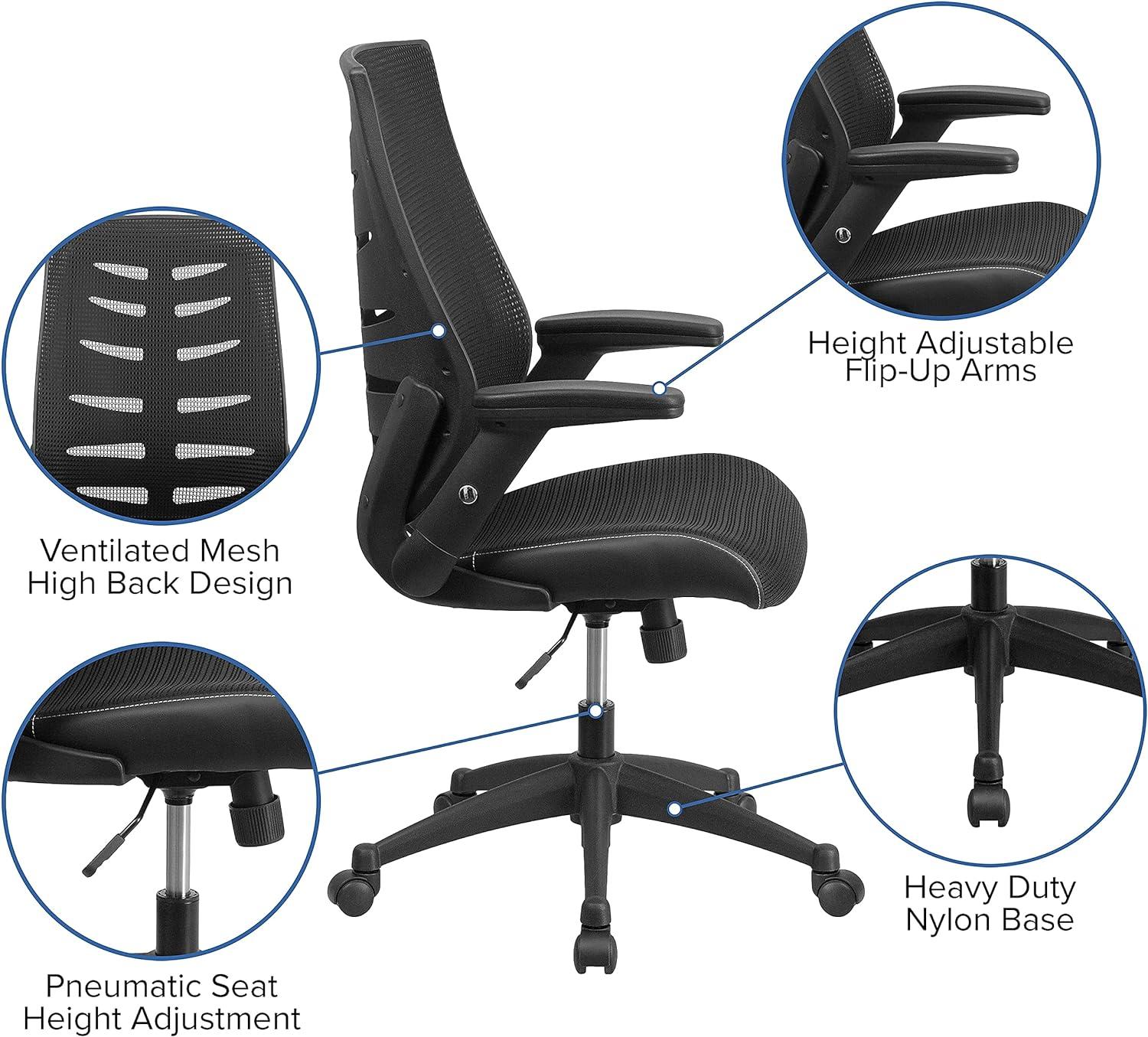 ErgoFlex High Back Black Mesh Executive Swivel Chair with Adjustable Arms