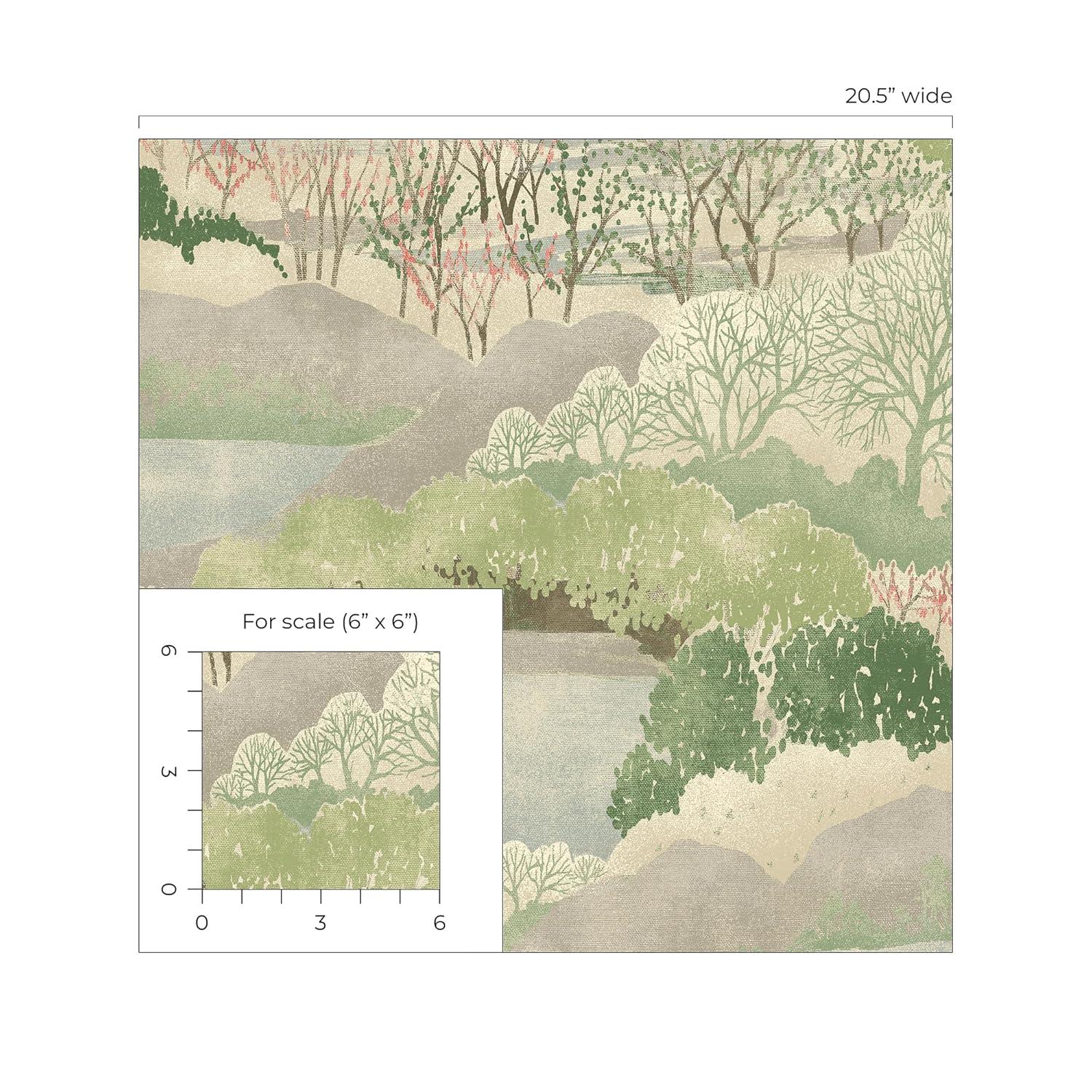 Surface Style - Peel and Stick Wallpaper, Scenic Wallpaper for Bedroom, Powder Room, Kitchen, Self Adhesive, Vinyl, 30.75 Sq Ft Coverage (Gathering Sky Collection, Forest)