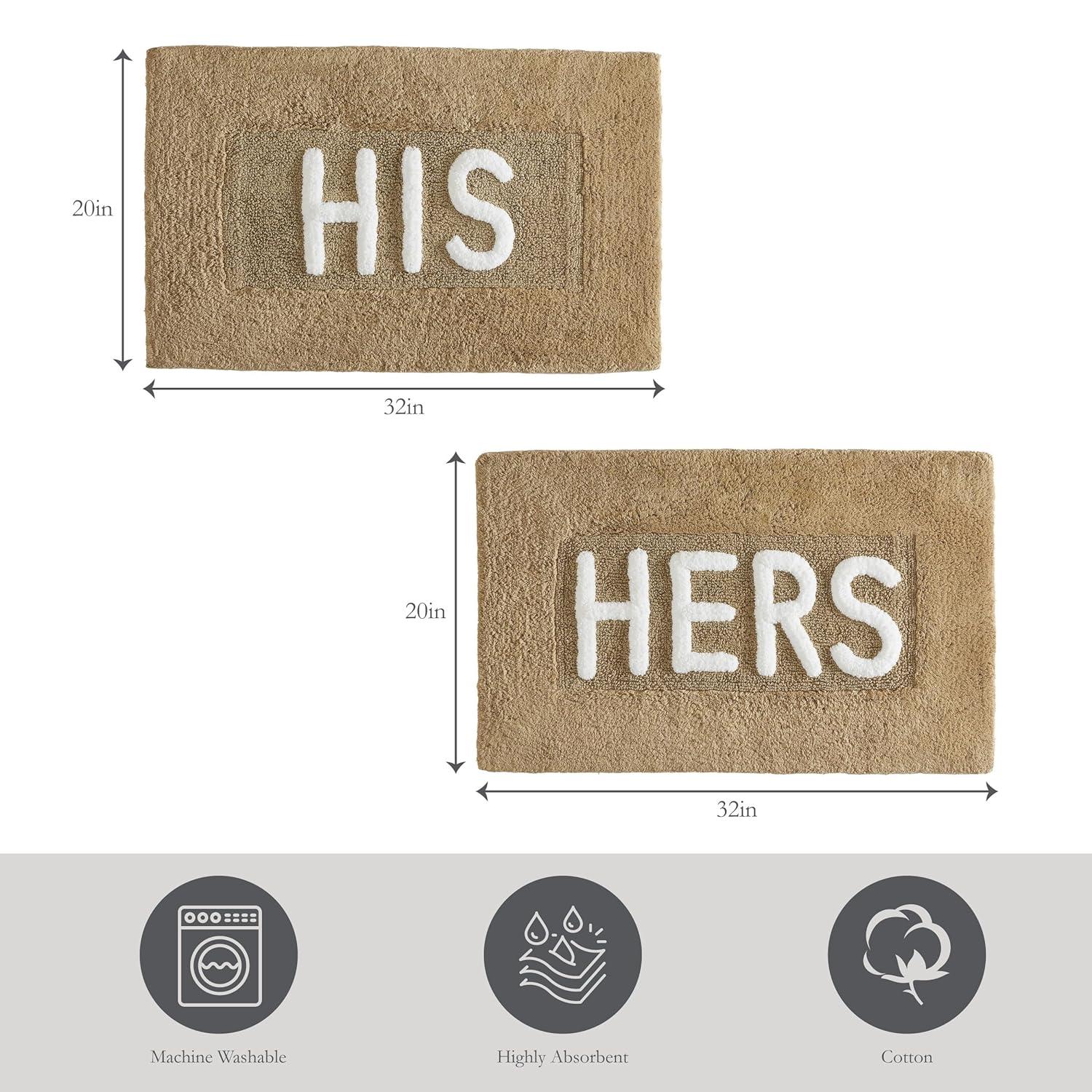 Beige Cotton His and Hers Bath Rug Set
