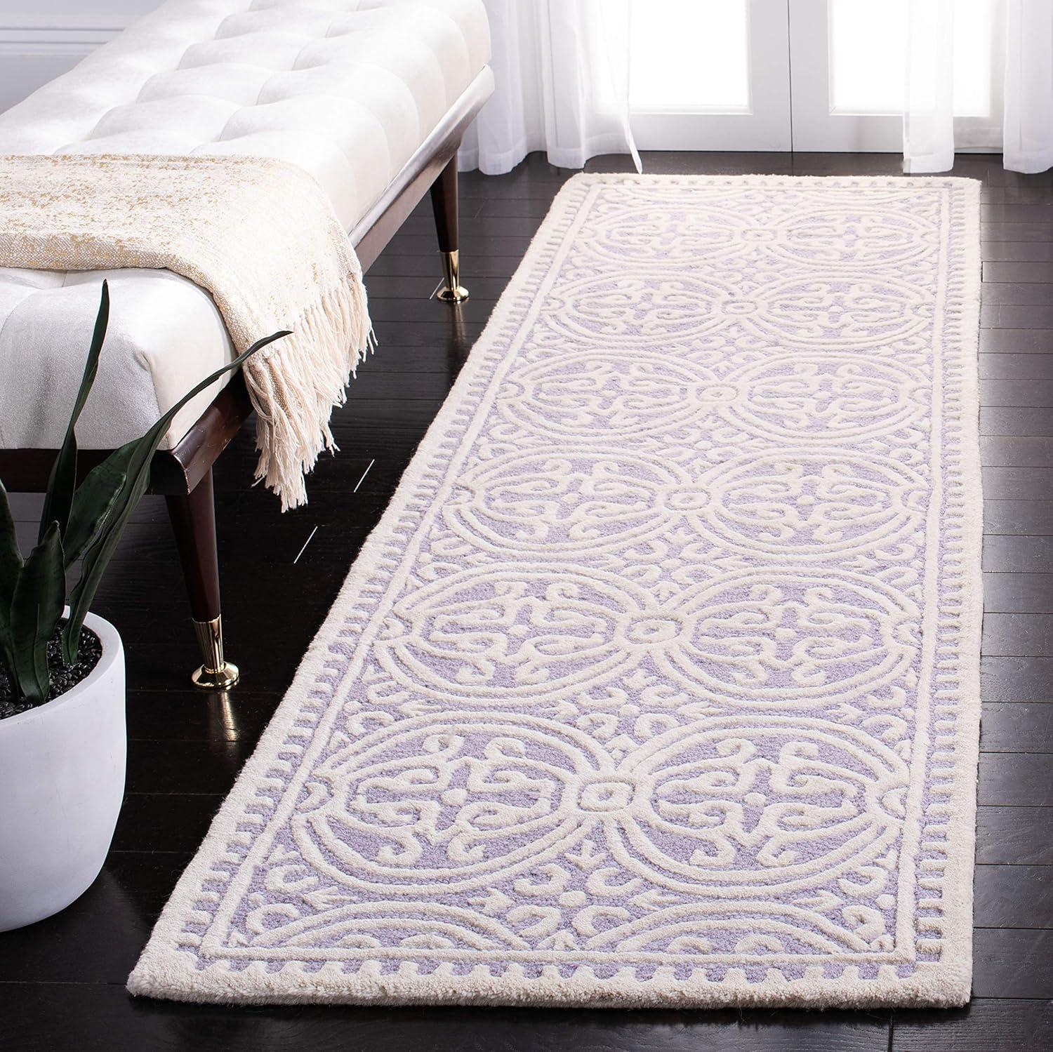 SAFAVIEH Cambridge Leslie Geometric Wool Runner Rug, Black/Ivory, 2'6" x 6'