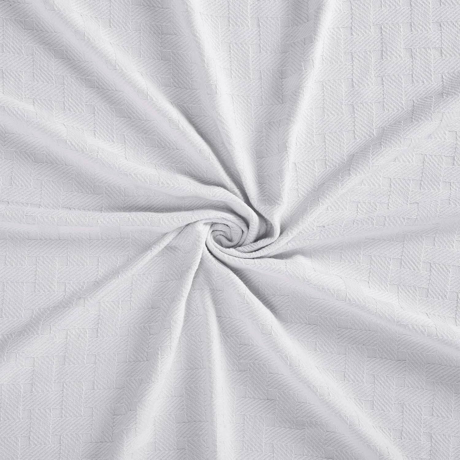 Superior Basketweave All-Season Cotton Blanket, Throw (Non-Standard), White