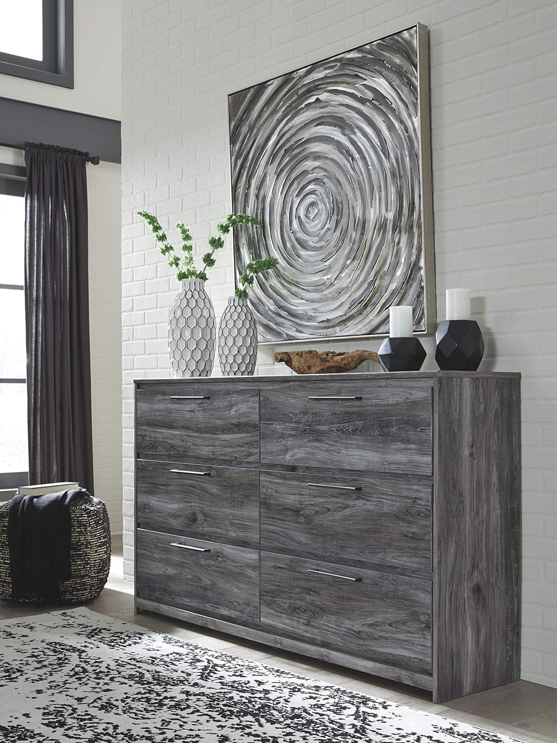 Coastal Charm Smokey Gray 6-Drawer Dresser with Modern Handles