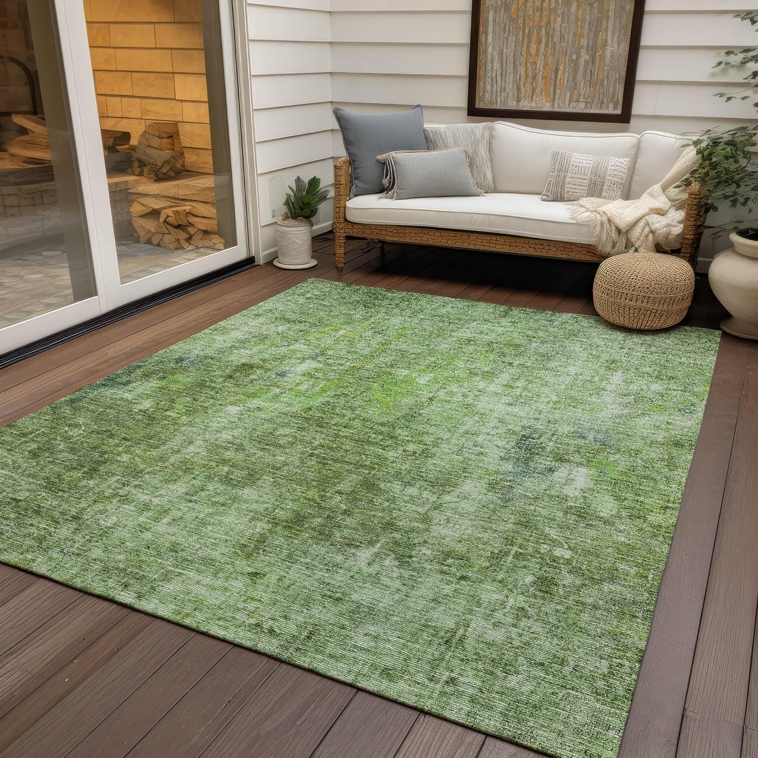 Addison Rugs Chantille Indoor/Outdoor Transitional Abstract Olive Washable Rectangle Rug, 2'6" x 3'10"