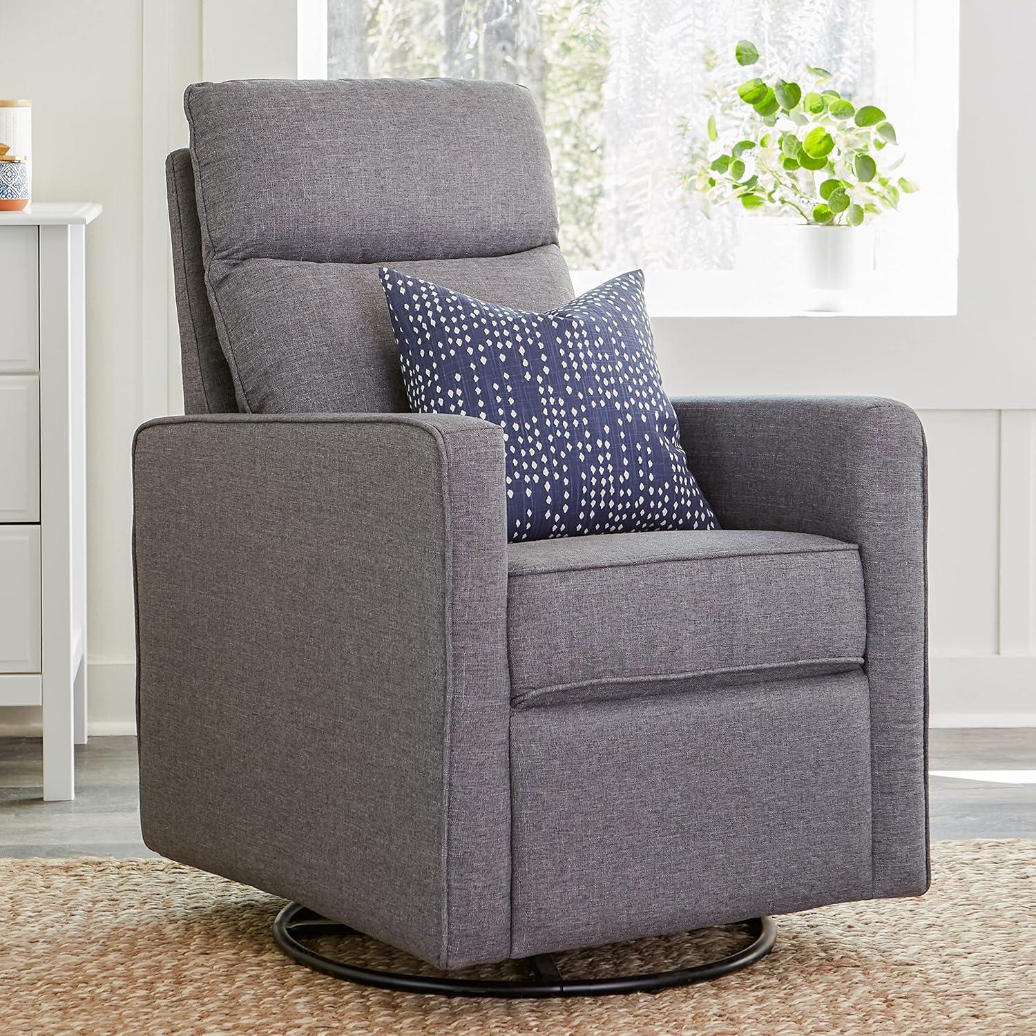 Shadow Gray Gabby Pillowback Swivel Glider Chair