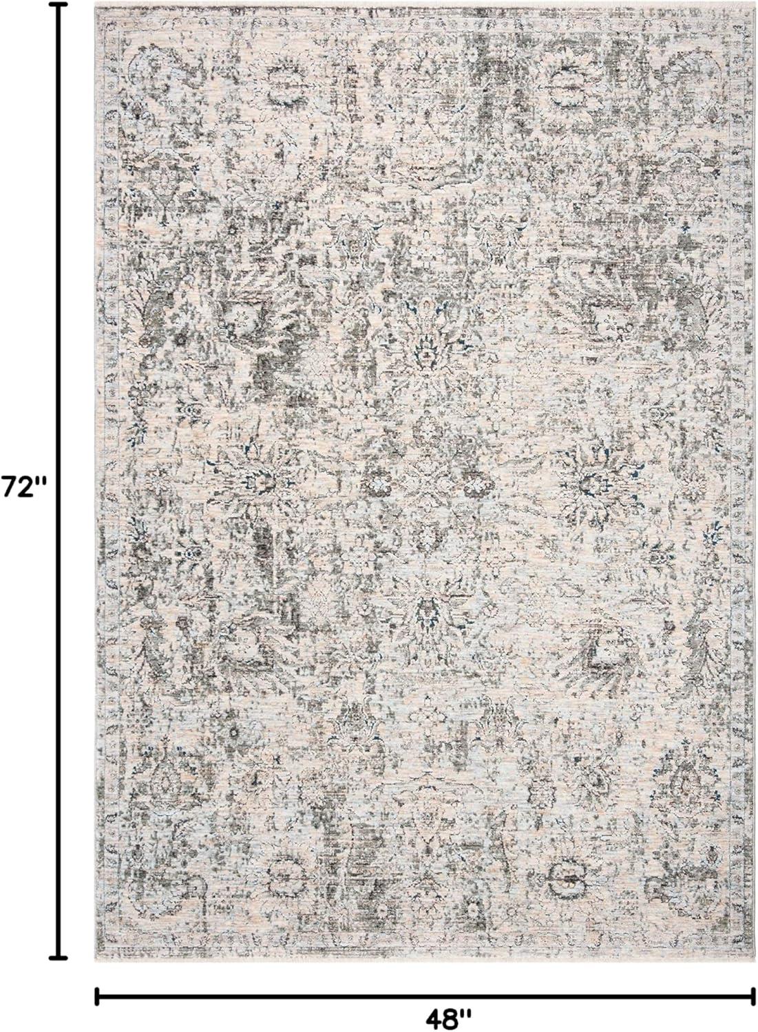 Gray and Beige 4' x 6' Synthetic Area Rug