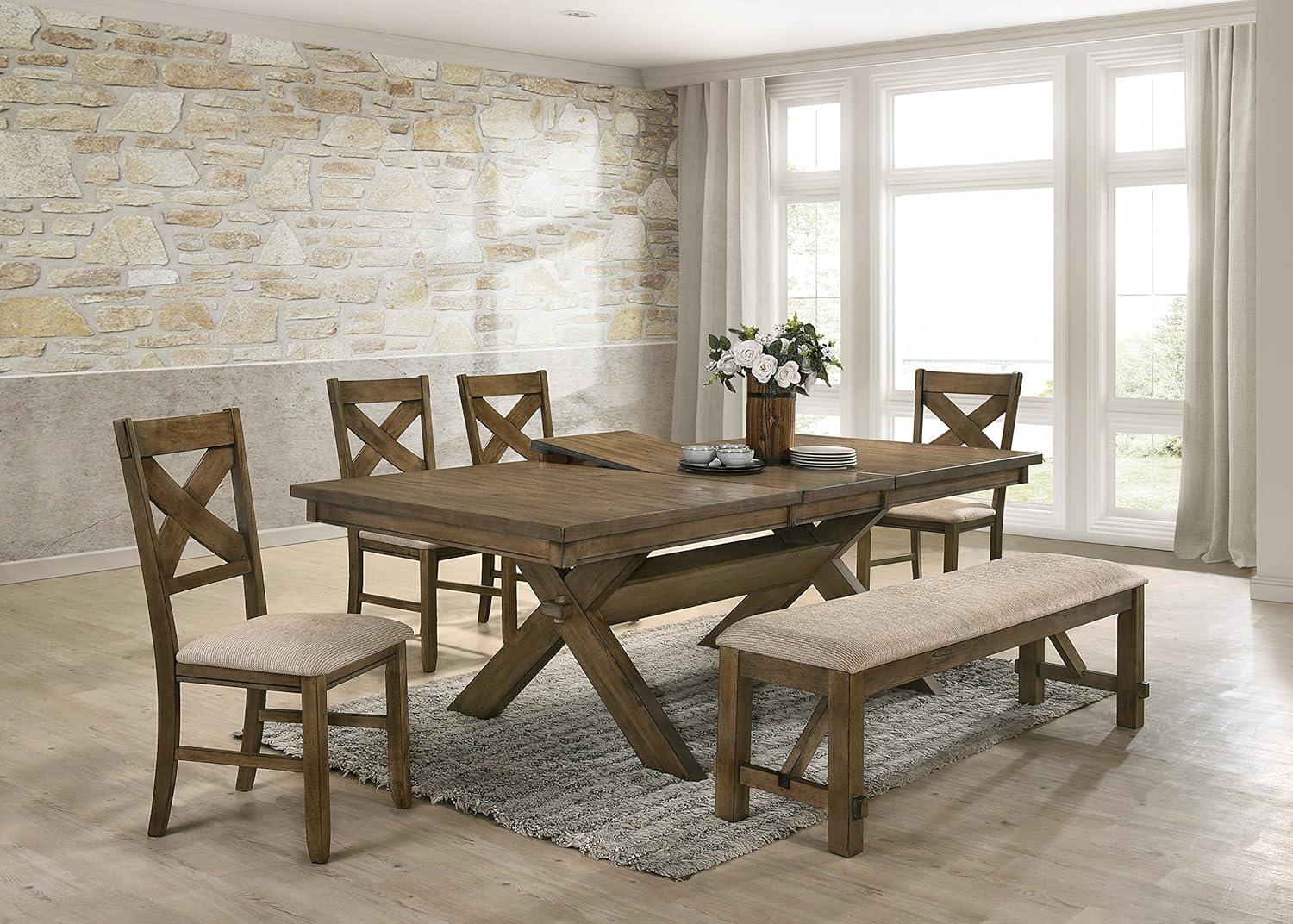 Gigi 60" Solid Wood and Upholstered Farmhouse Dining Bench