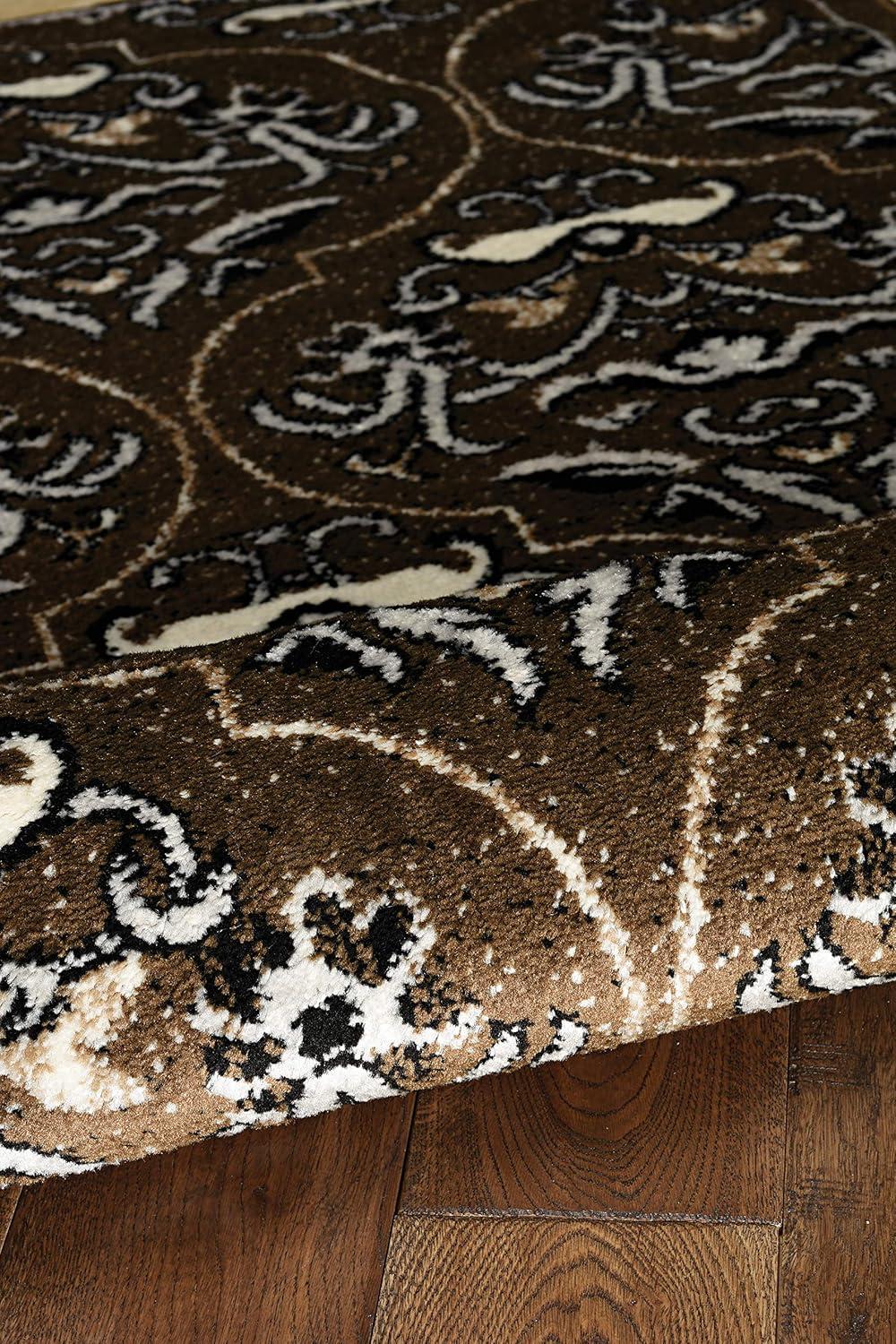 Linon Elegance England Power Loomed Polypropylene 8'x10' Rug in Brown
