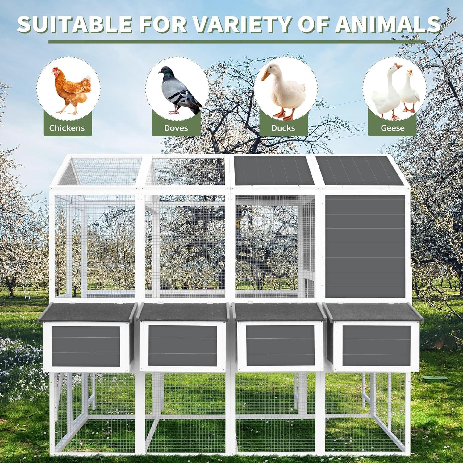59" Large Chicken Coop for 4-6 Chickens, Wooden Hen House with Large Nesting Boxes, Outdoor Poultry Cage Rabbit Cage with Ramps & Ventilation Window, 59''L*33.5''W*38.6''H