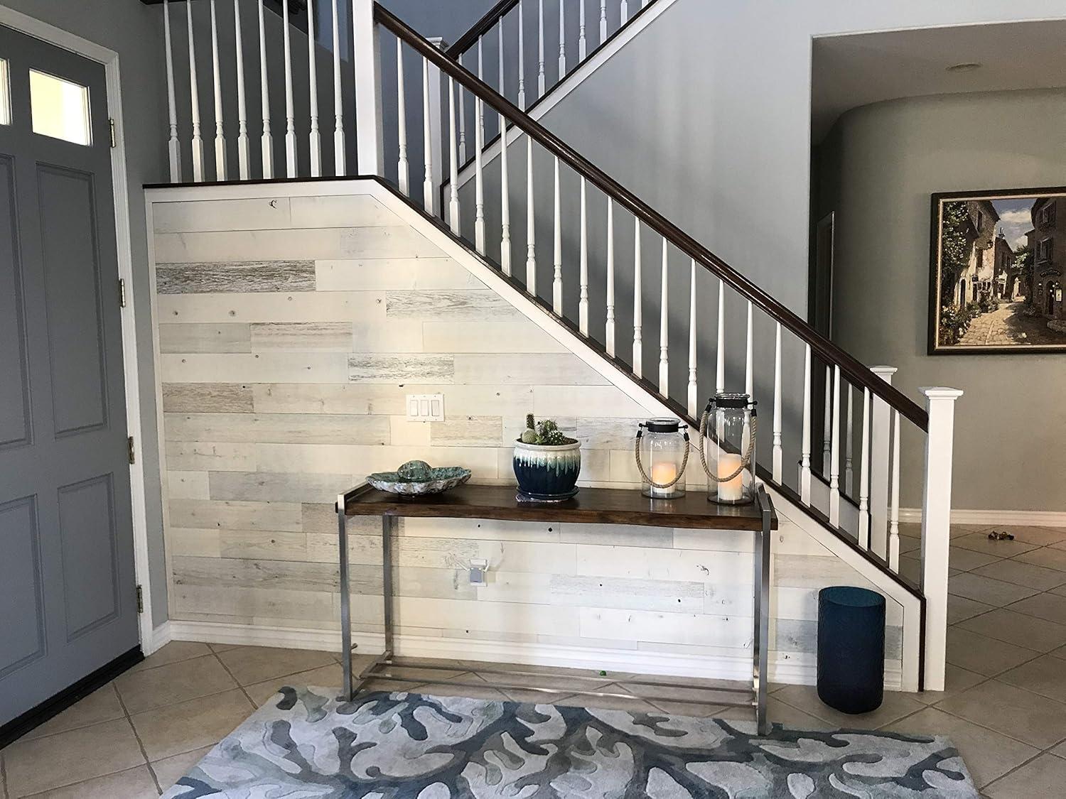 Timberchic River Reclaimed Wooden Wall planks - Simple Peel & Stick Wall Covering Application for DIY Accent Wall & Home Improvement - Modern, Premium Wall Paneling