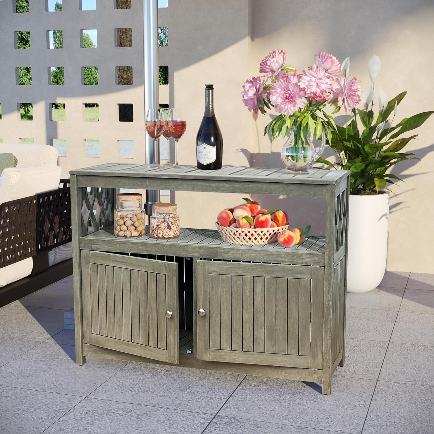 DTY Outdoor Living Longs Peak Eucalyptus Sideboard, Driftwood Gray