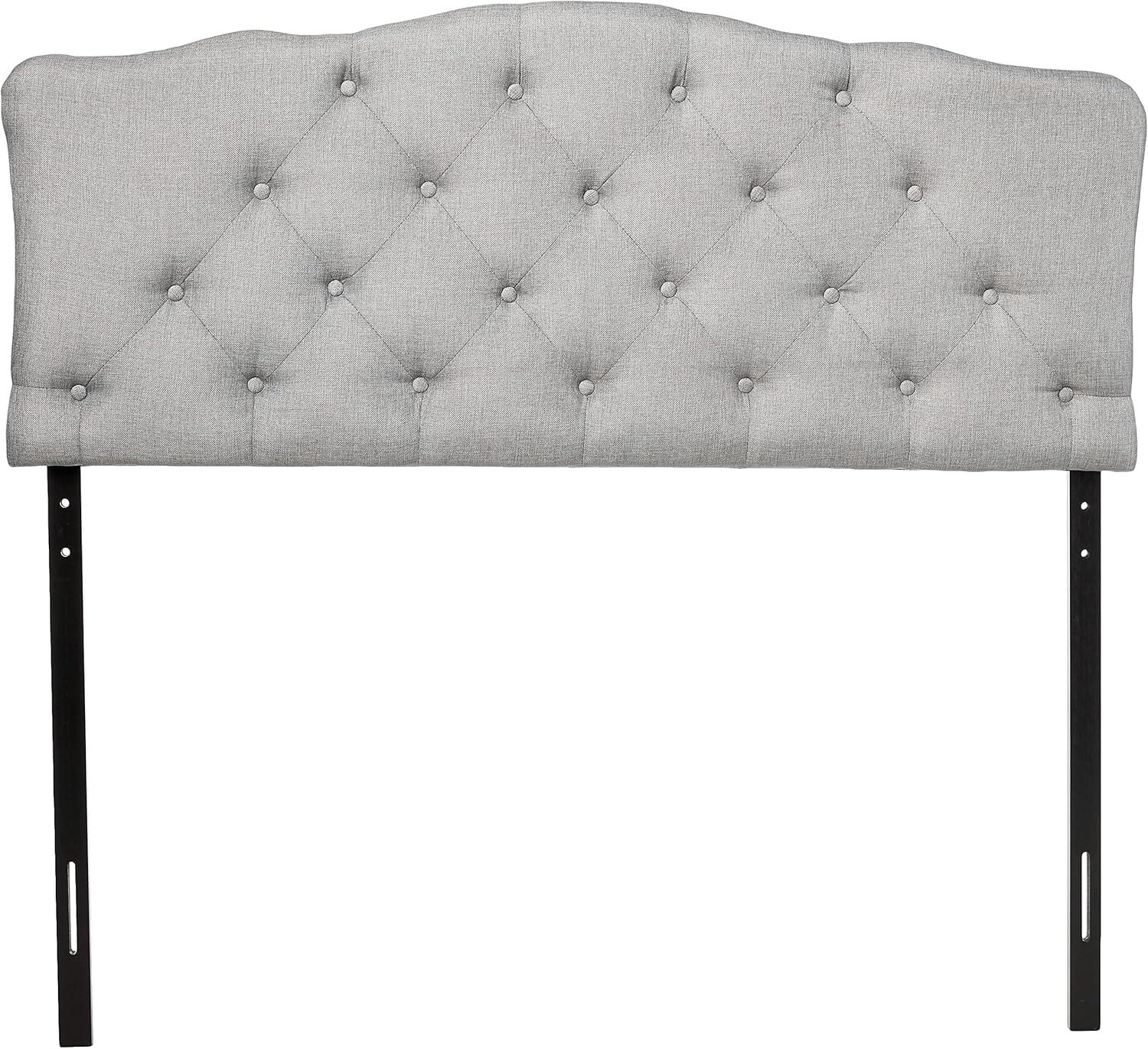 Rita Modern And Contemporary Fabric Upholstered Button-Tufted Scalloped Headboard - Baxton Studio