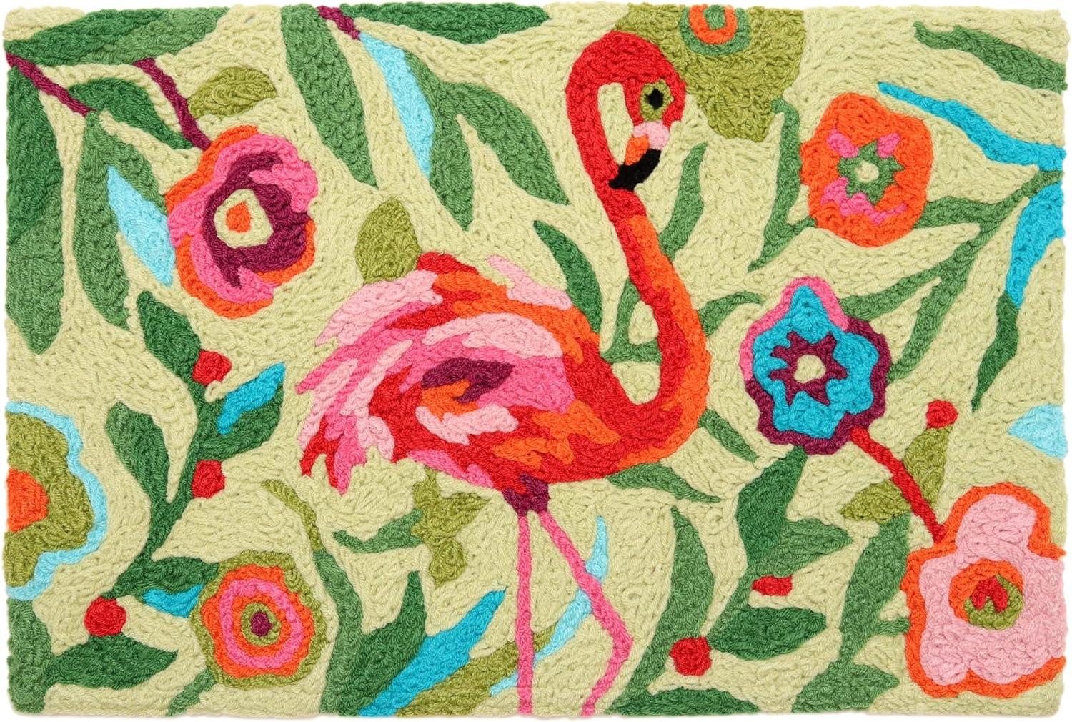 Jellybean Flamingo Garden Doormat – 20"x30" Indoor/Outdoor, Washable Entryway Mat