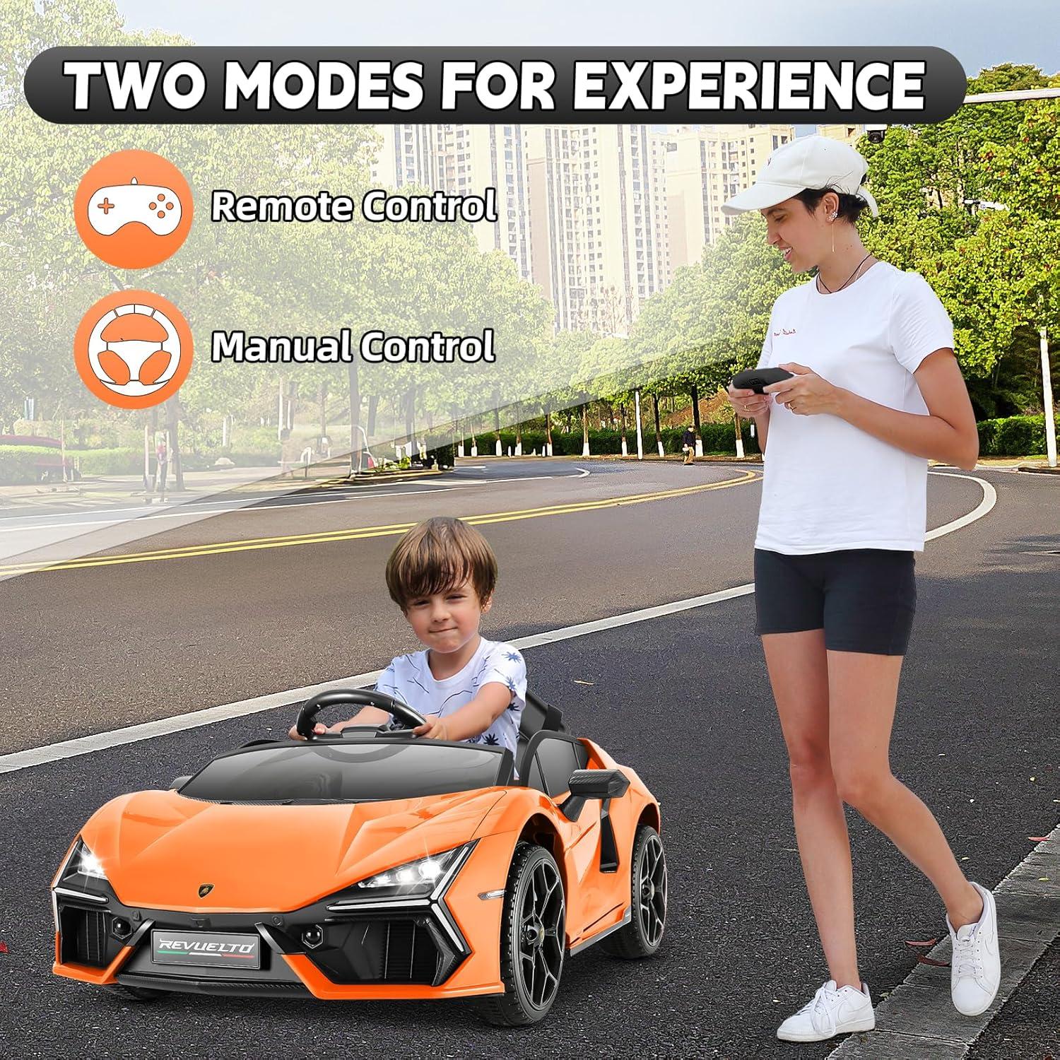 12V Kids Ride On Car, Licensed Lamborghini Revuelto Electric Car For Kids