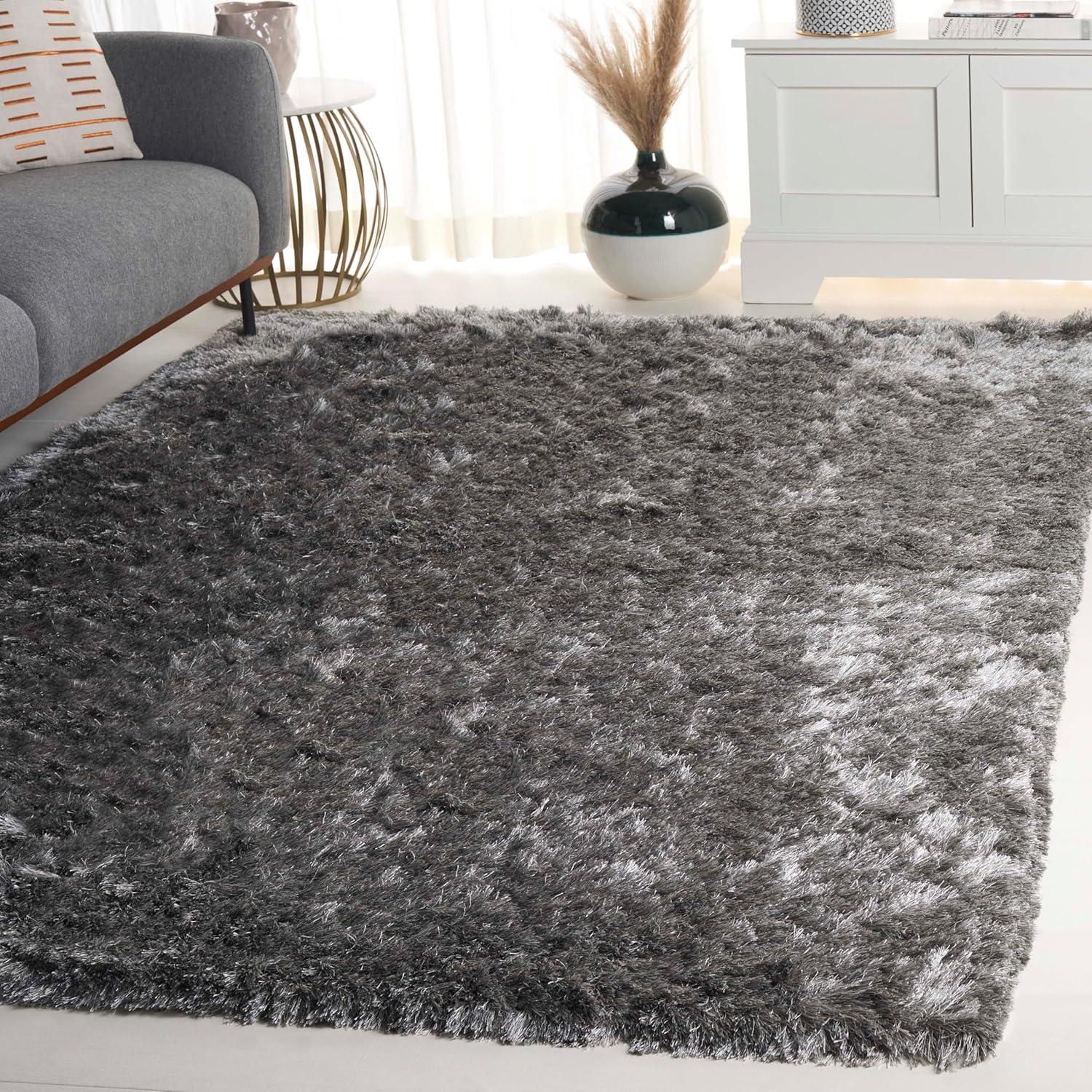 Shag SG511 Hand Tufted Area Rug - Silver - 7'x7' - Safavieh.