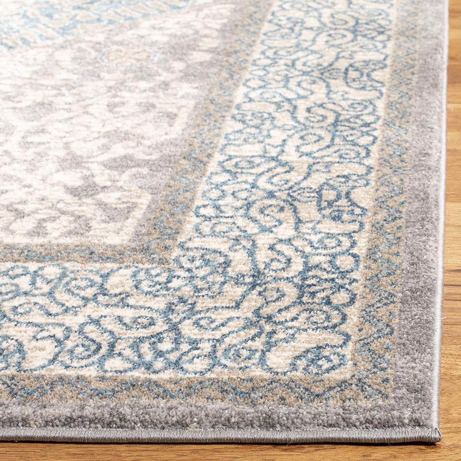 Sofia Vintage Oriental Light Grey and Blue 4' x 5'7" Accent Rug