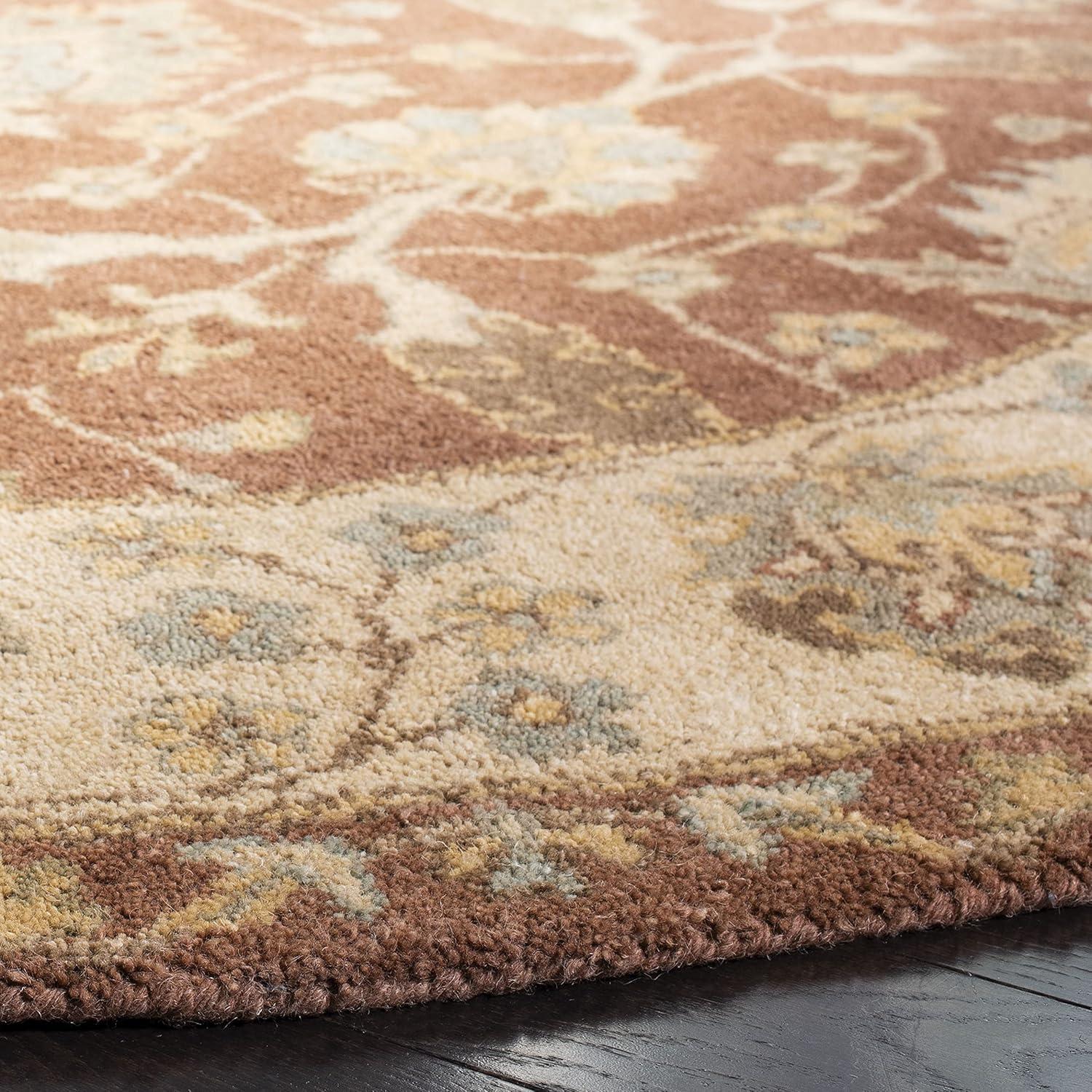 Handmade Tufted Round Brown and Taupe Wool Area Rug