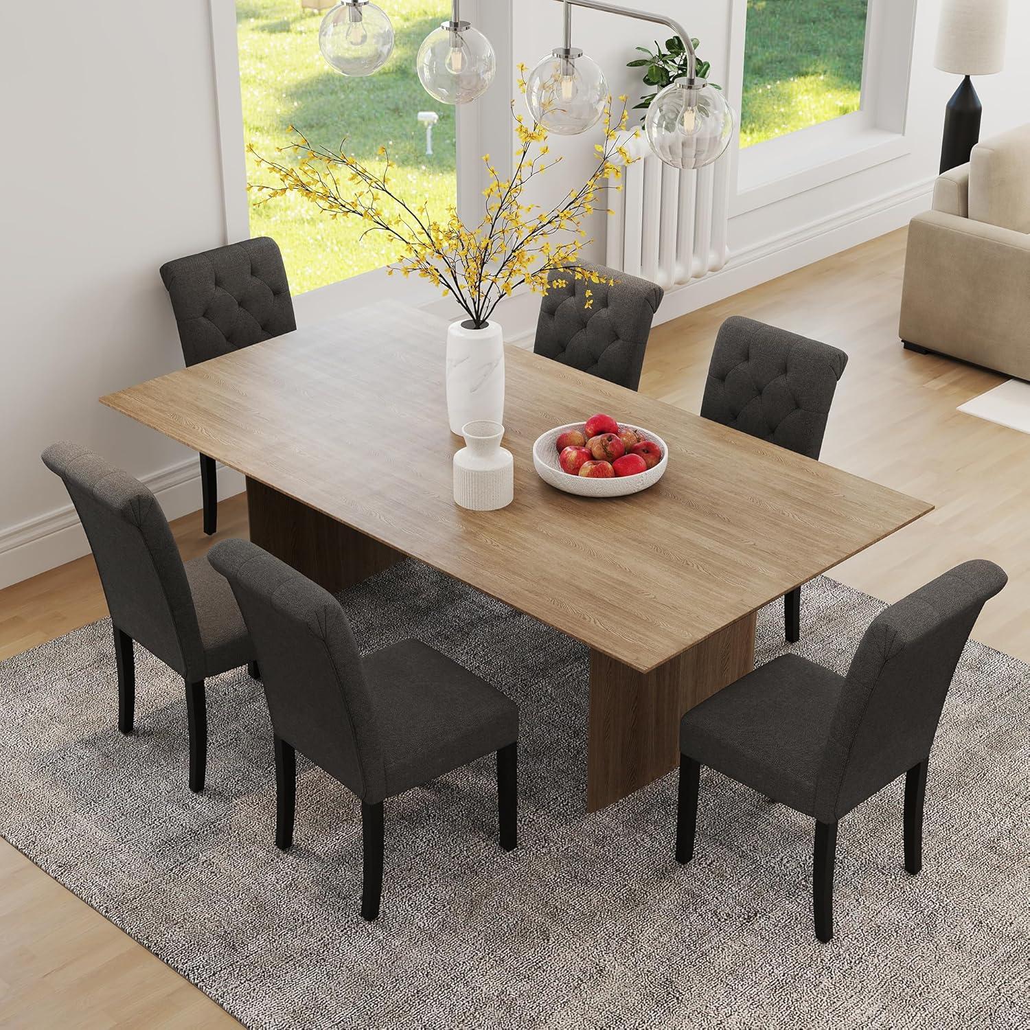 Westice Dining Room Chairs Set of 4 Upholstered Fabric Kitchen Chairs Dining Room Side Chair with Nailhead Trim and Rubber Wood Legs for Small Space Apartment, Light Gray