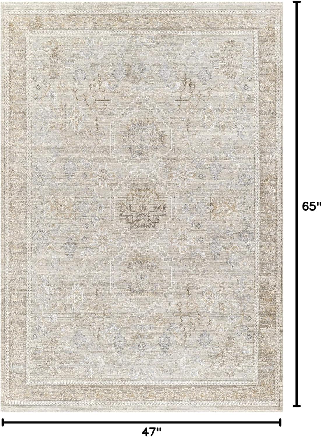 Momeni Cambridge Viscose and PES Traditional Grey Area Rug 3'11" X 5'5"
