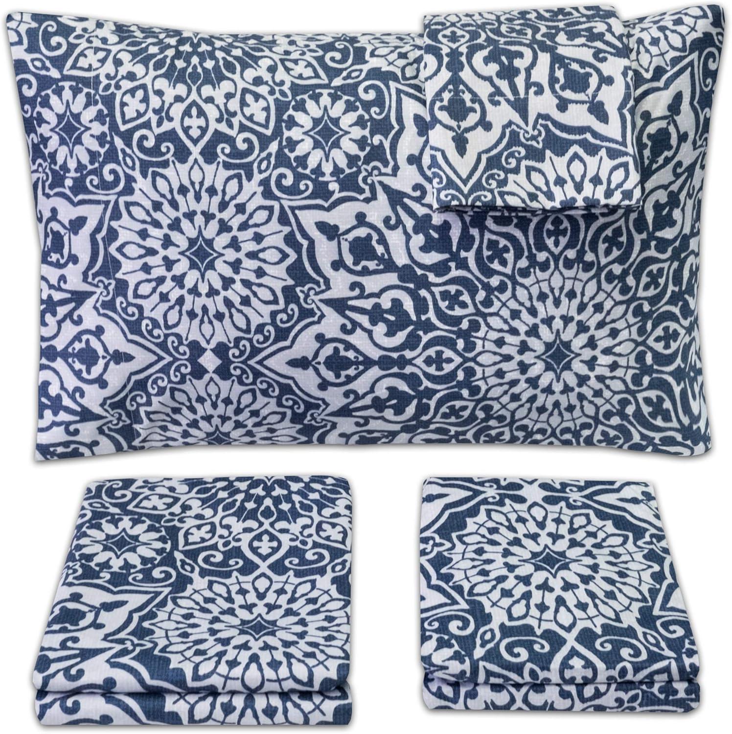 Oasis Blue Mandala Pattern 4-Piece 1800 Series Sheet Set Full