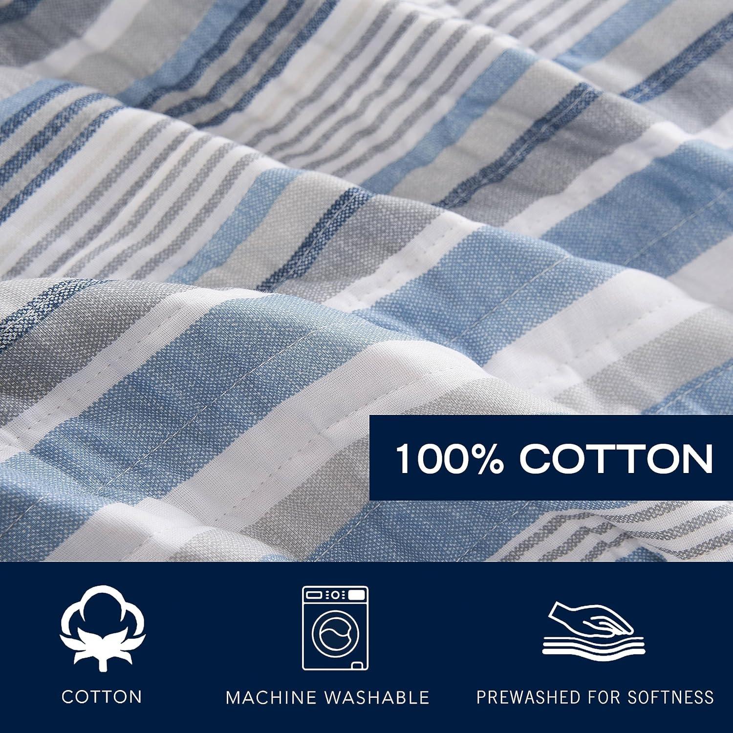 Nautica Jettison Cotton Reversible Blue Quilt Set