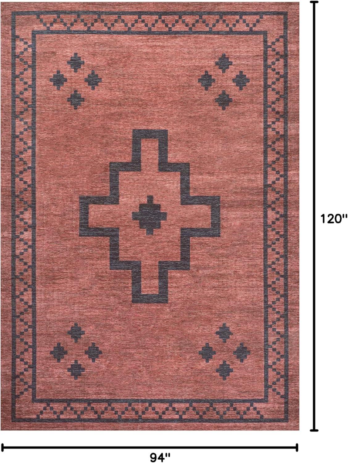 Korsa Geometric Medallion Machine-Washable Area Rug - JONATHAN Y