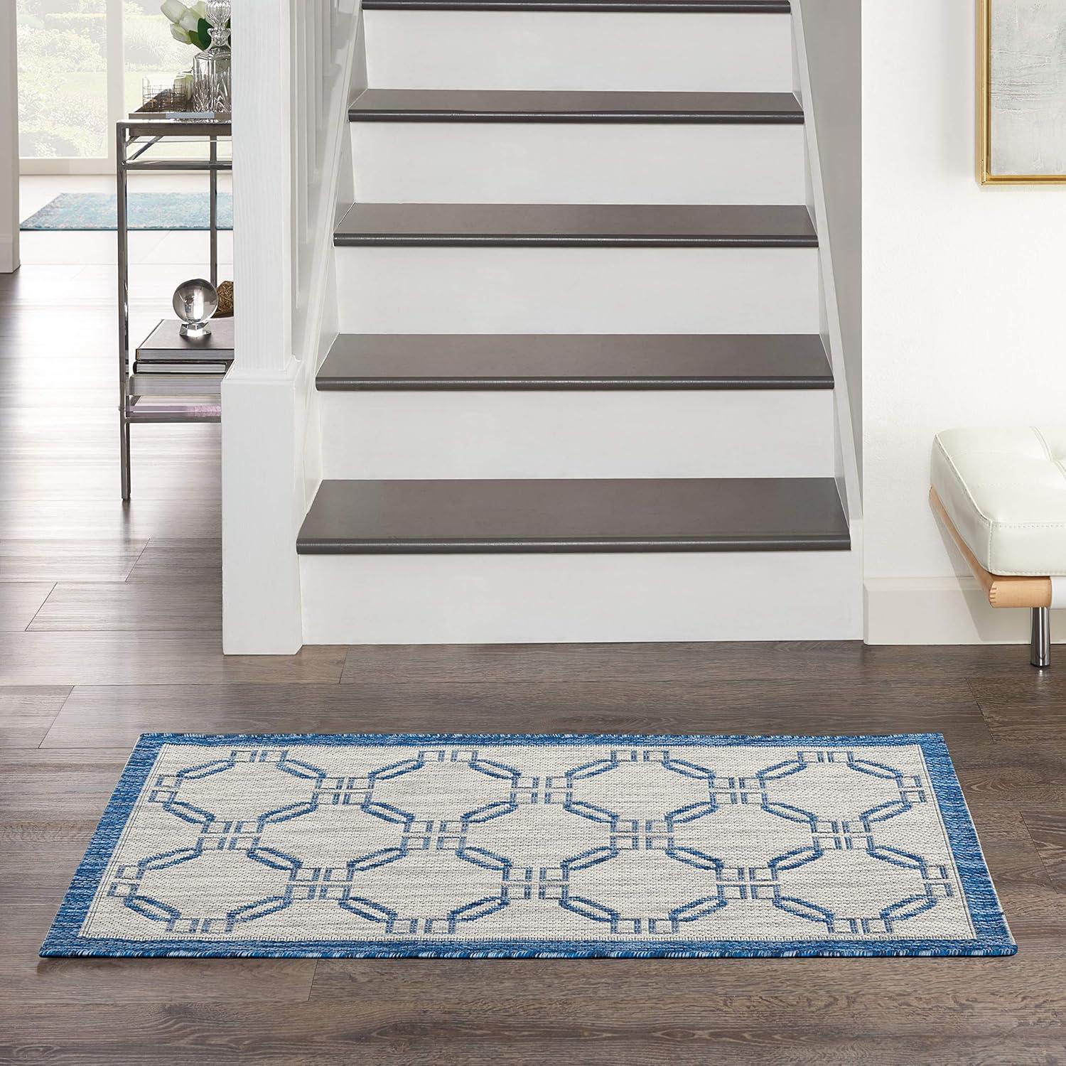 Nourison Garden Party GRD02 Indoor/outdoor Area Rug - Ivory Blue 6' x 9'