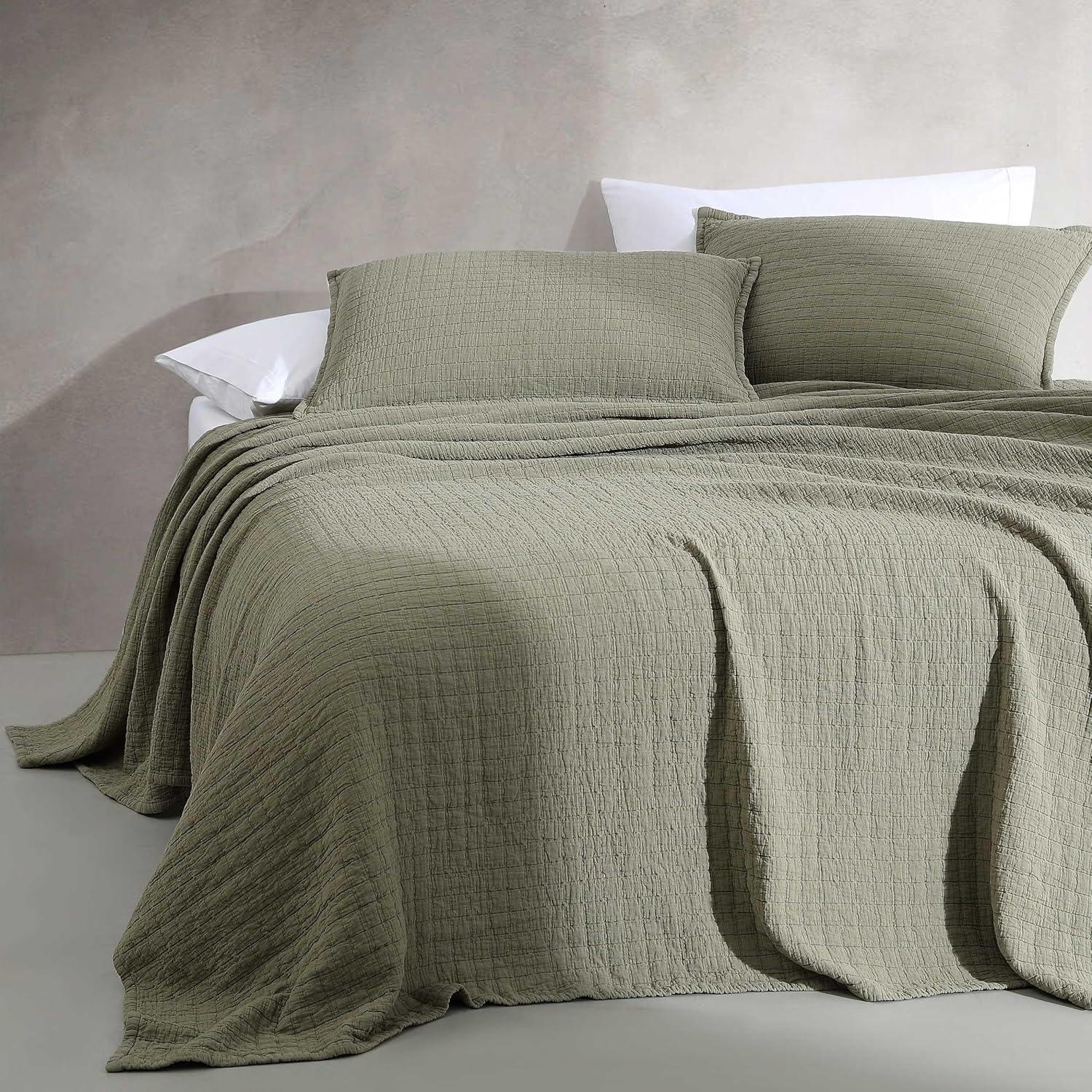 Calvin Klein Essential Garment Washed Solid Reversible Cotton Coverlet