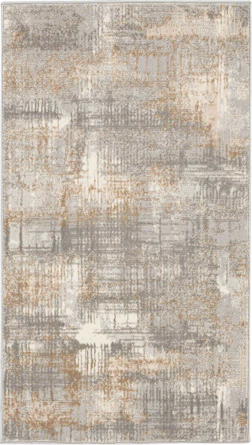 Calvin Klein  Rush Contemporary Geometric Abstract Area Rug 2'2" x 3'9" Rectangle - Grey/Beige