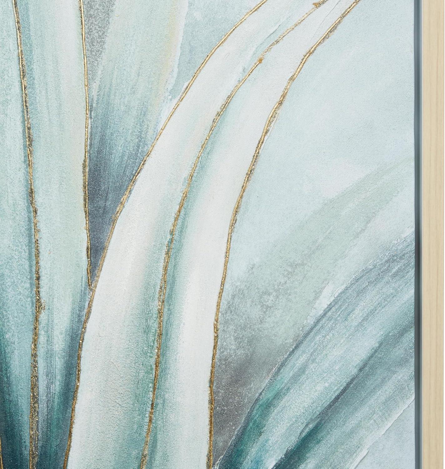 Agave-Inspired Green and Blue Acrylic Canvas Wall Art