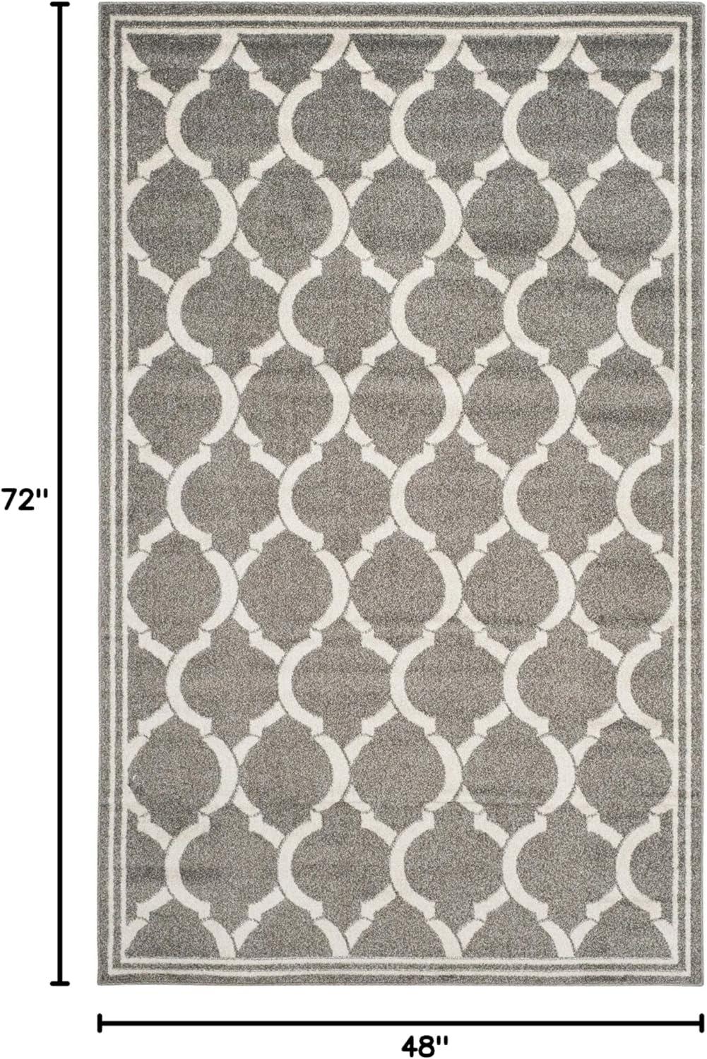 Amherst AMT415 Power Loomed Indoor Area Rug - Dark Grey/Beige - 4'x6' - Safavieh