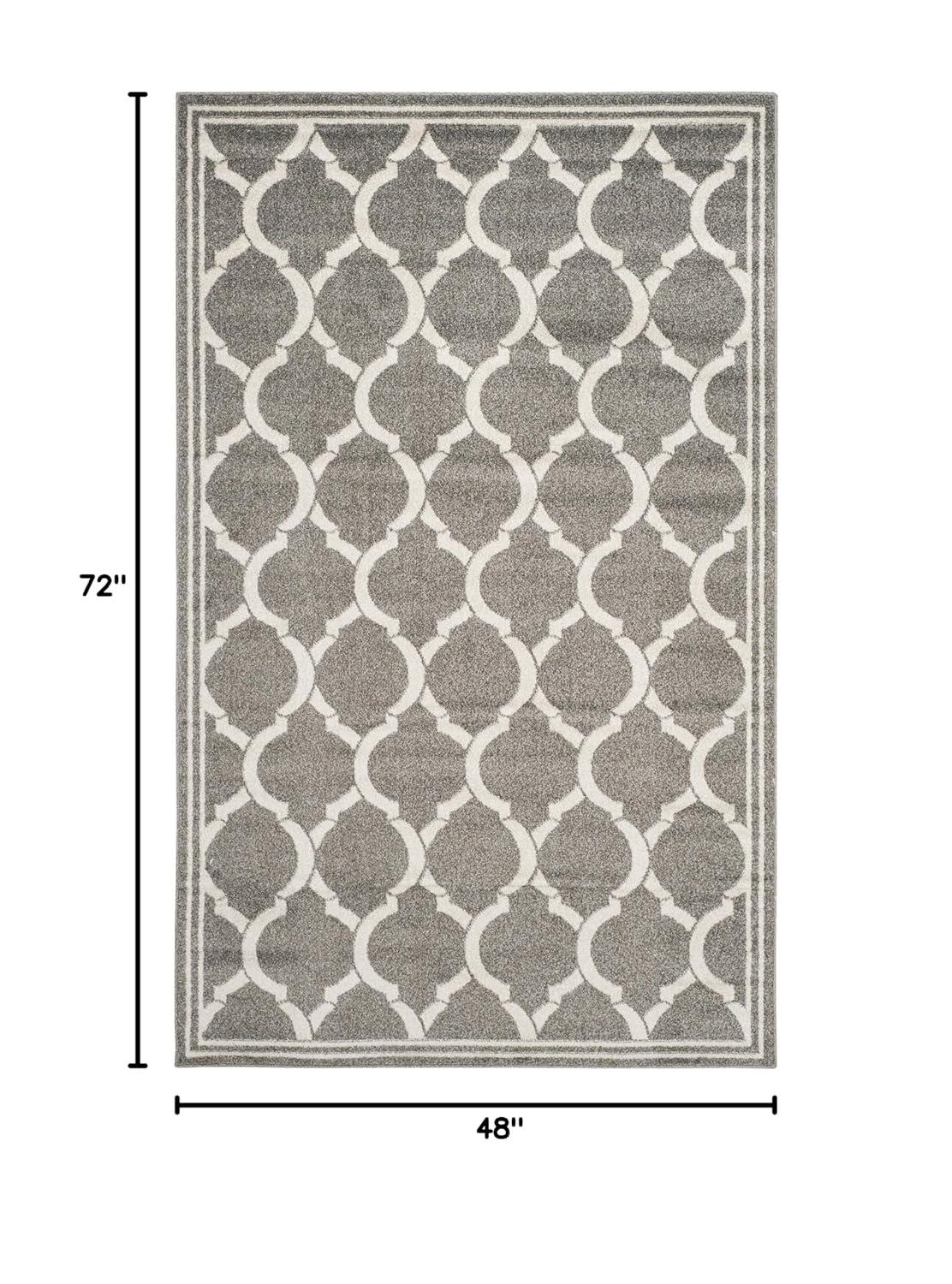 Amherst AMT415 Power Loomed Indoor Area Rug - Dark Grey/Beige - 4'x6' - Safavieh