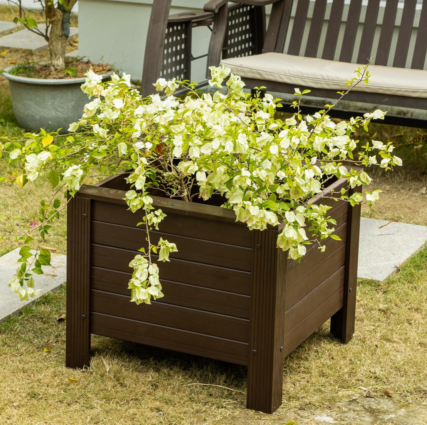 New Age Garden® 24" ECOFLEX Square Planter, Walnut