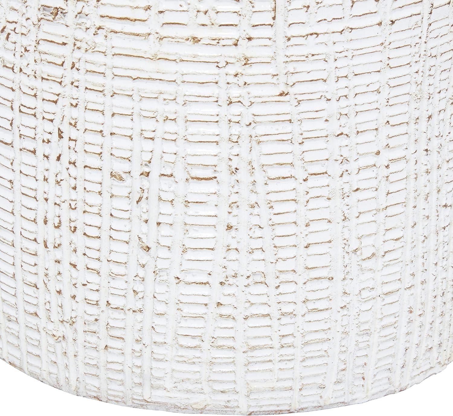 Elegant White Ceramic Bouquet Vase with Crosshatch Texture - 10.75" High