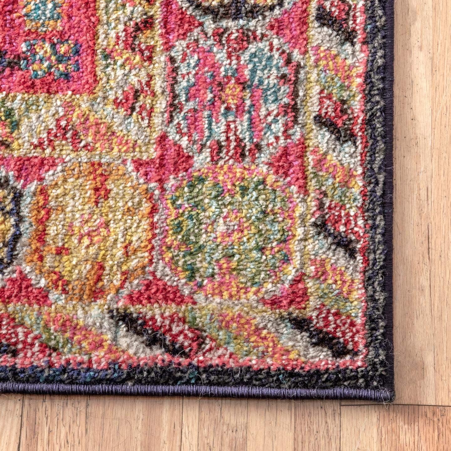 nuLOOM 4'x6' Vintage Erline Area Rug Blue/Red: Medallion Pattern, Low Pile, Polypropylene, Living Room Decor