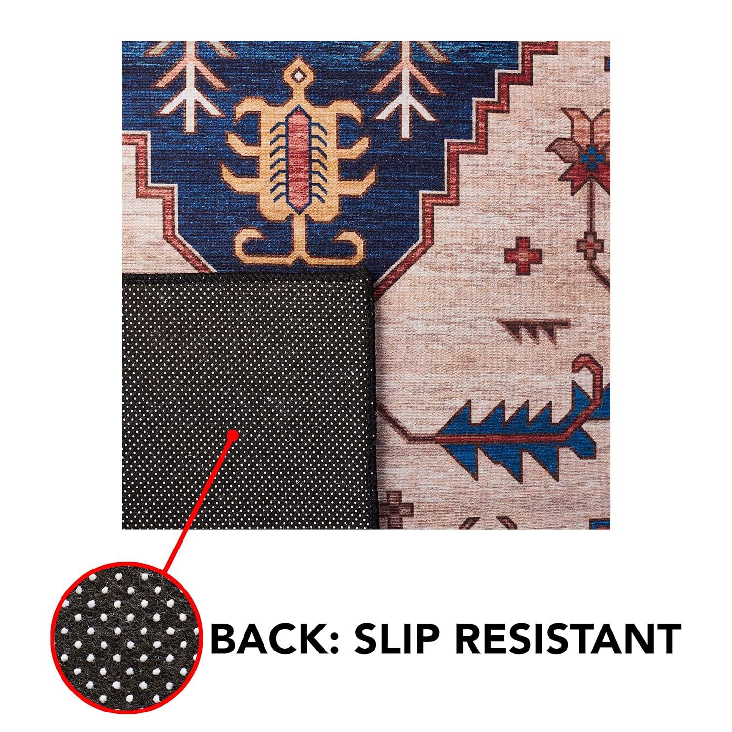 Tucson Vintage Persian TSN153 Power Loomed Machine Washable Skid-Resistant Indoor Accent Rug - Rust/Blue - 3'x5' - Safavieh