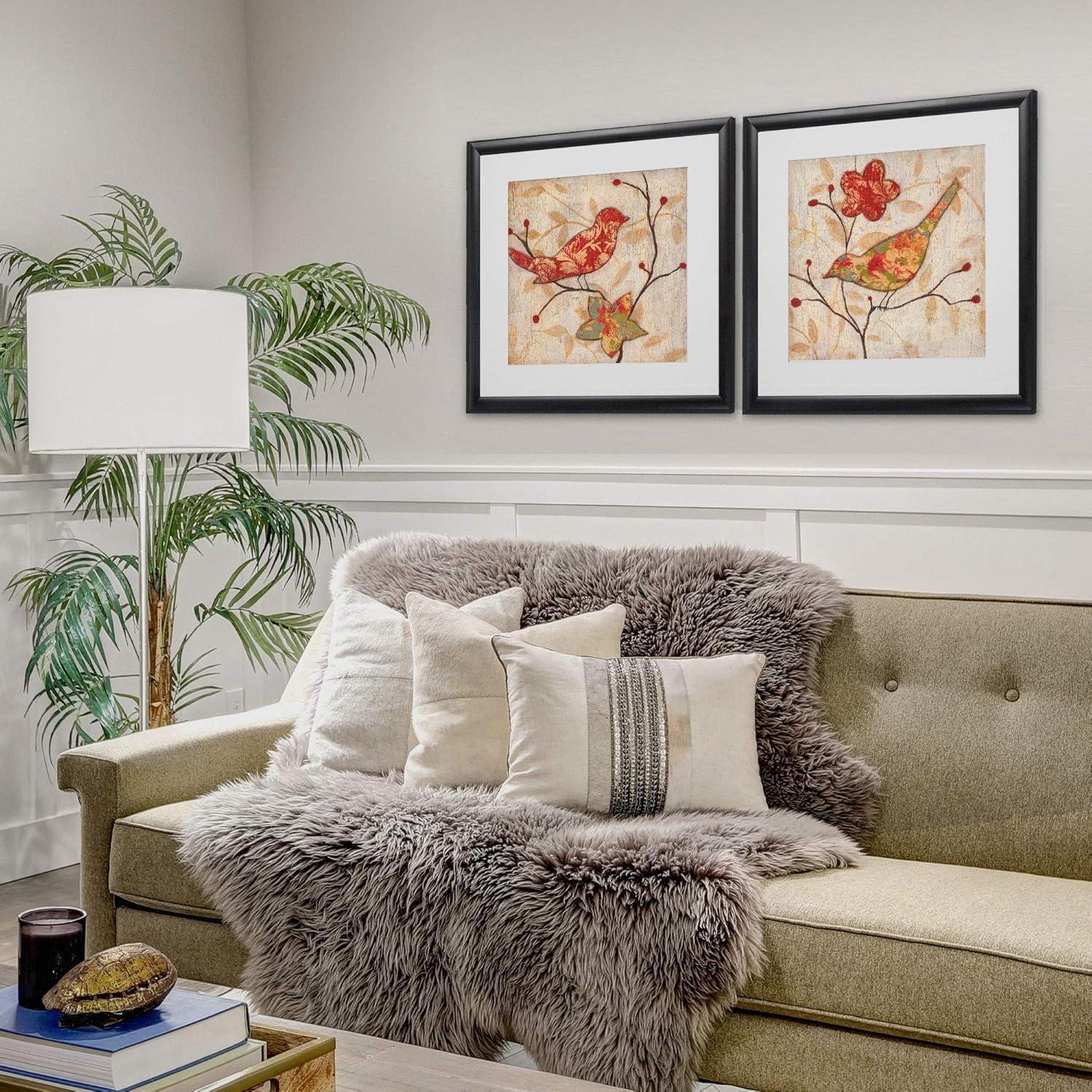 Wexford Home Song Birds -2 Piece Set Art Print, 16X16, Black