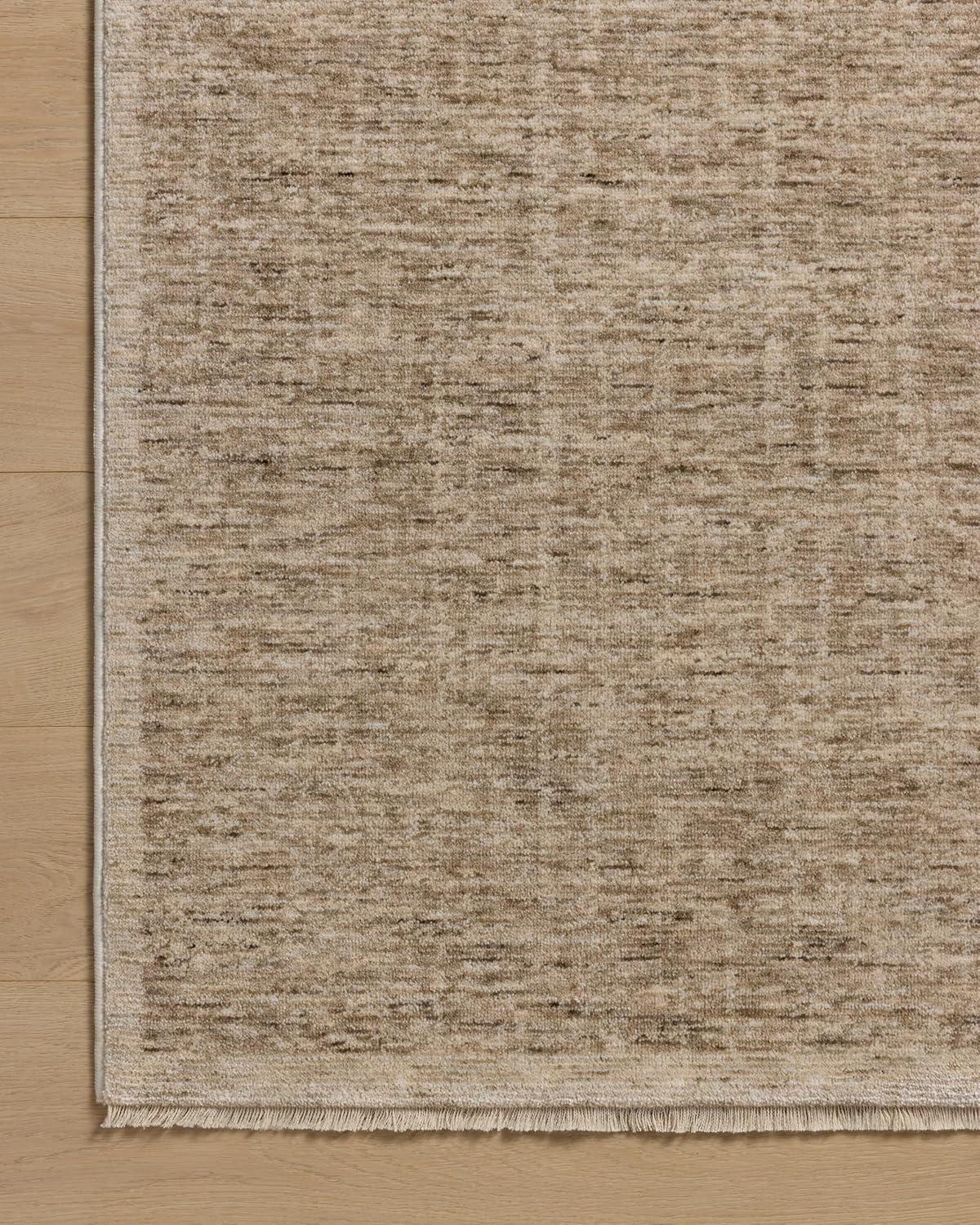 Taupe and Bone Synthetic Rectangular Runner Rug, 95" Length