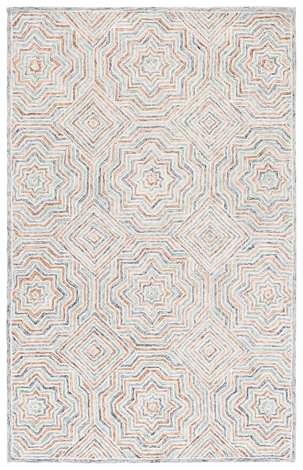 Capri CPR215 Tufted Indoor Area Rug - Blue/Rust - 4'x6' - Safavieh