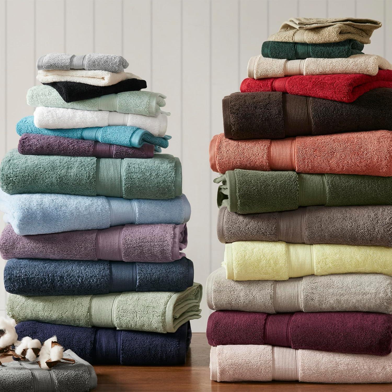 8pc Cotton Bath Towel Set Natural: Madison Park, Heavyweight Terry, OEKO-TEX Certified