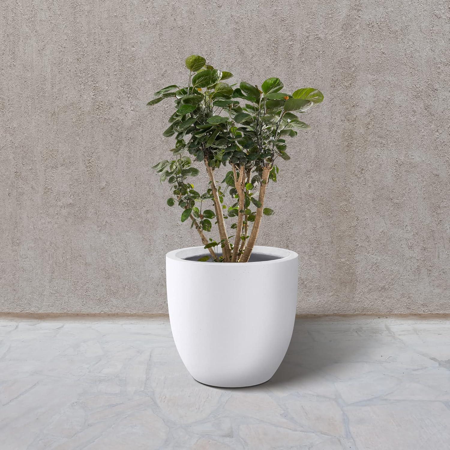 Kante  12 in. Tall Lightweight Concrete Indoor/Outdoor Round Planter white