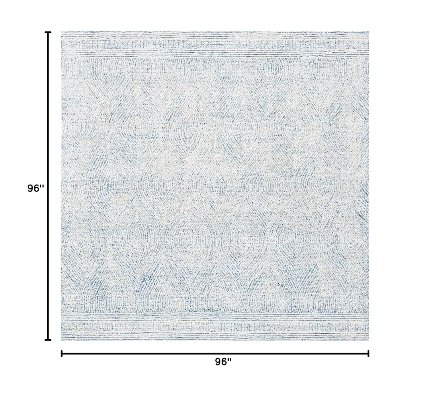 Abstract ABT340 Handmade Indoor Area Rug - Ivory/Blue - 8'x8' - Safavieh