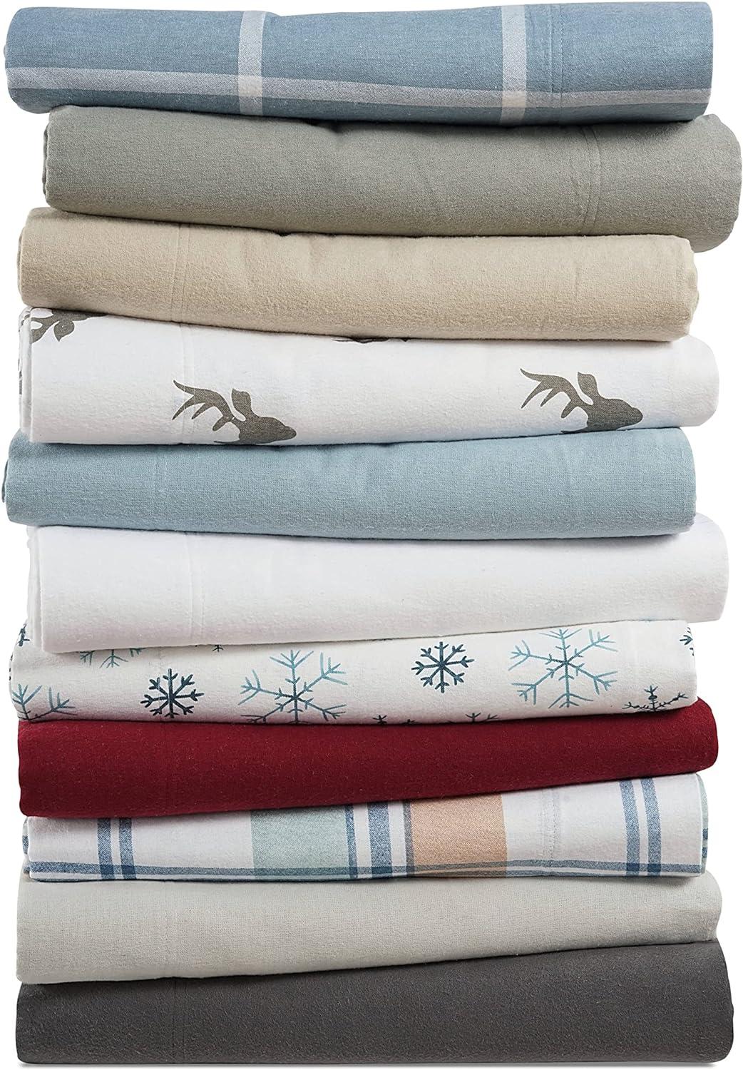 Twin Solid Flannel Sheet Set White - Eddie Bauer